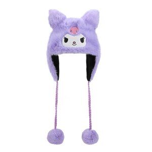 Kuromi Faux Fur 3D Ears Laplander Beanie - Sanrio Gifts